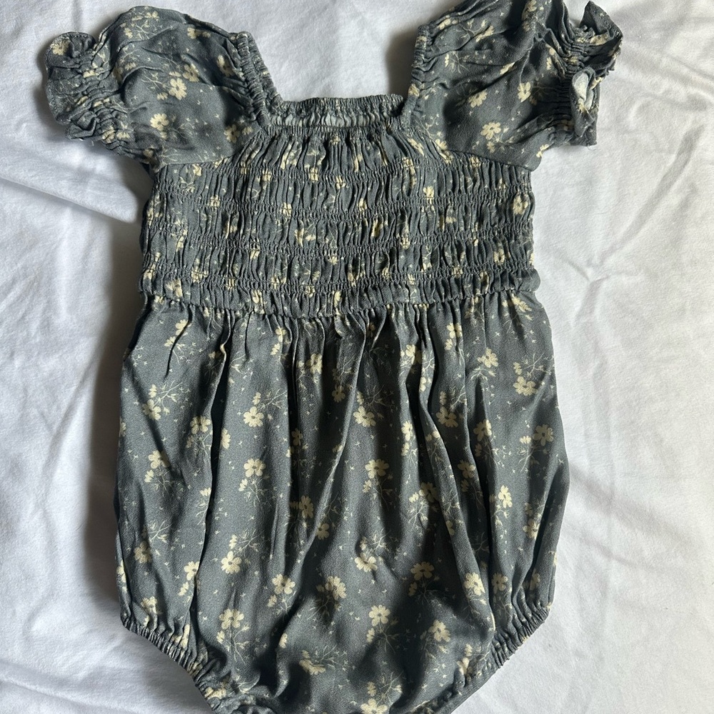 Noralee Cosette romper in Blue Ditsy 12m